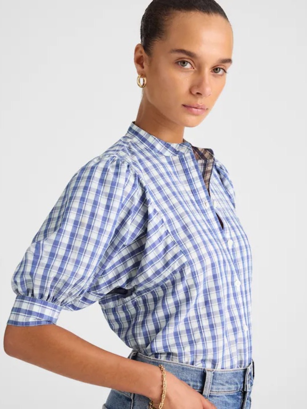 Madewell Puff Sleeve Band Collar Shirt Size 2 - NWT